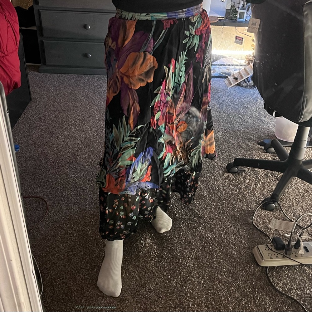 maxi topical print vintage skirt